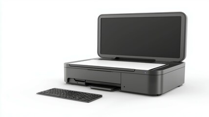 Fototapeta premium A black printer with a keyboard on top of it