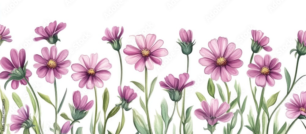 Poster spring template featuring an array of osteospermum flowers elegant design for seasonal themed projec