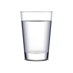 3d water glass isolated on white background. Realistic glass of water