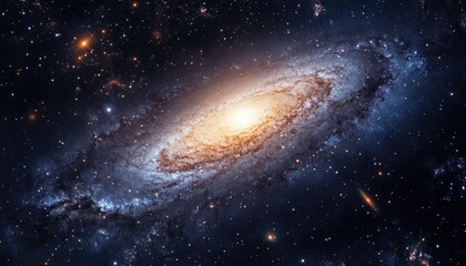 Fototapeta premium Illuminated galaxy set against a dark expanse filled with stars