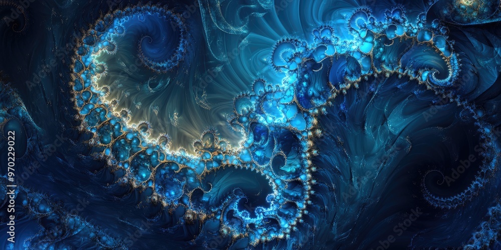 Poster fantasy abstract fractal design with an azure backdrop