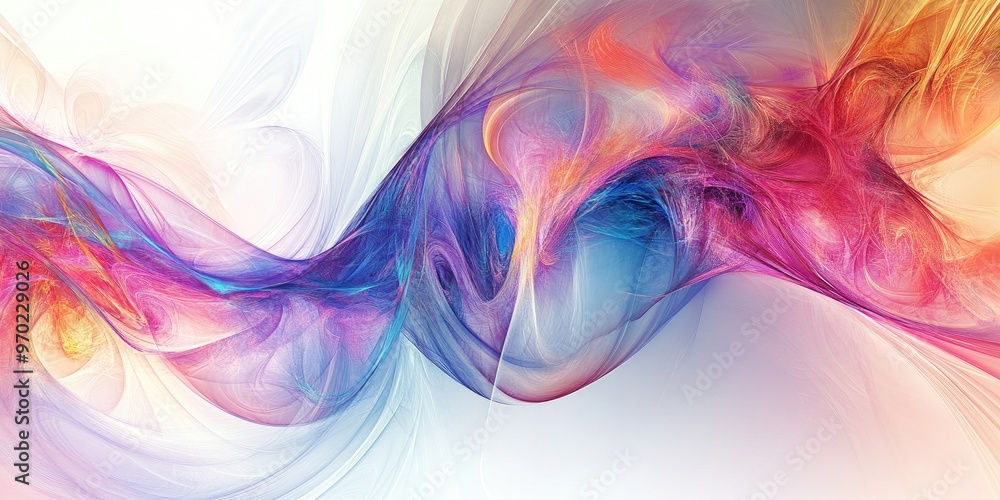 Poster Multicolored abstract fractal graphics on a white background serving as a unique design element
