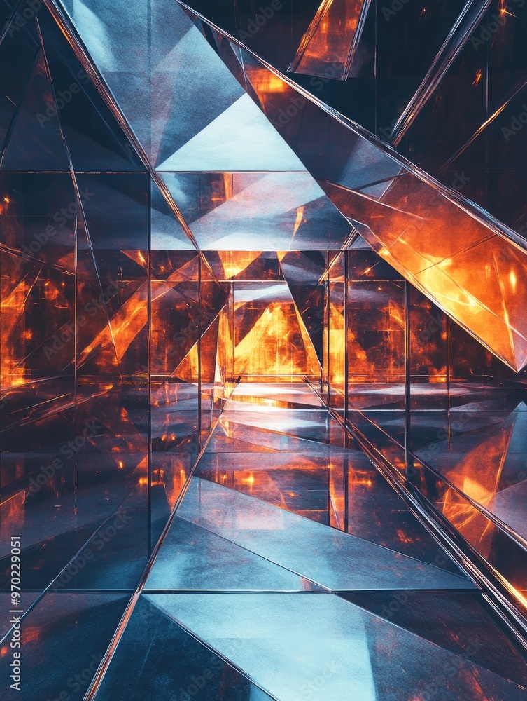 Poster abstract geometric high tech background with a fantasy 3d render