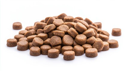 A pile of dog food is shown in a close up