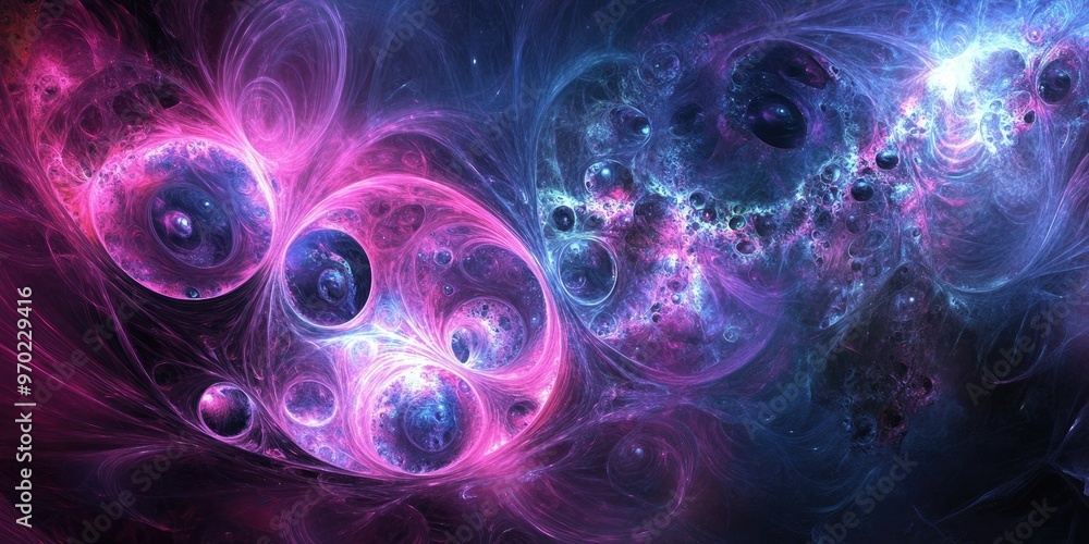 Aufkleber abstract fractal design featuring a cosmic and scientific theme rendered in a 3d artistic style