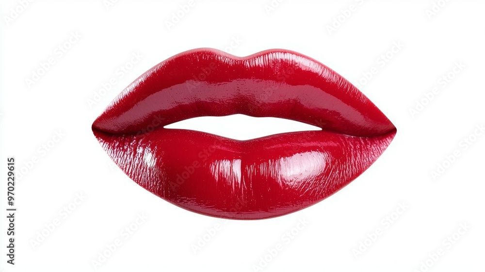 Sticker A close up of a red lip with a white background