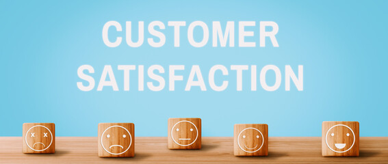 Customer review satisfaction feedback survey concept. User give rating to service experience on...