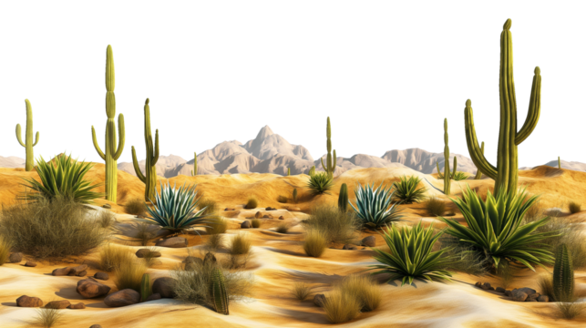 landscape in the desert isolated on transparent white background, clipping path