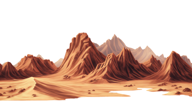 landscape in the desert isolated on transparent white background, clipping path