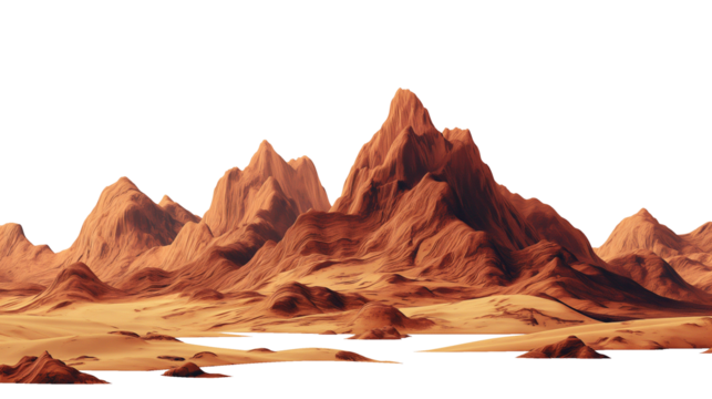 landscape in the desert isolated on transparent white background, clipping path