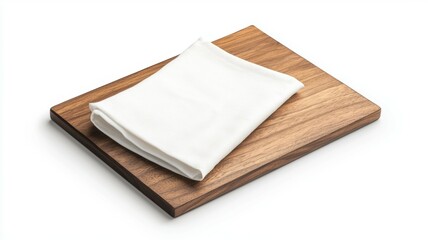 A white cloth is placed on a wooden board