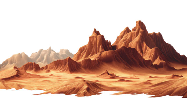 landscape in the desert isolated on transparent white background, clipping path