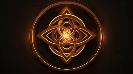 Intricate Gold Celtic Knot Design with Glowing Abstract Patterns