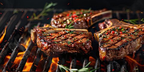 Grilled Porterhouse Steak Seasoned with T-Bone Herbs and Spices, with Room for Customization