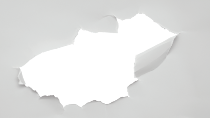 ripped white paper background material with holes. The holes are on a transparent background.