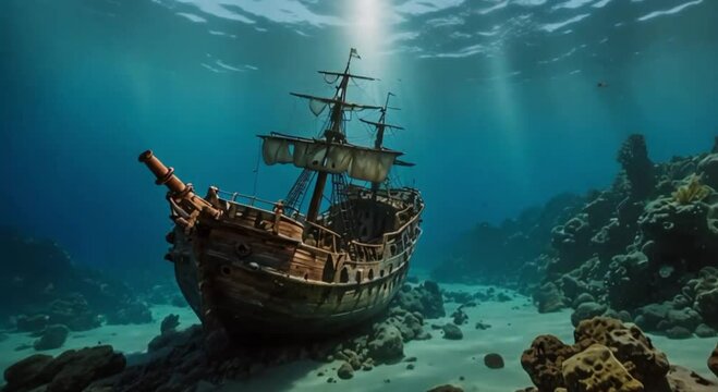 boat wreck on the seabed