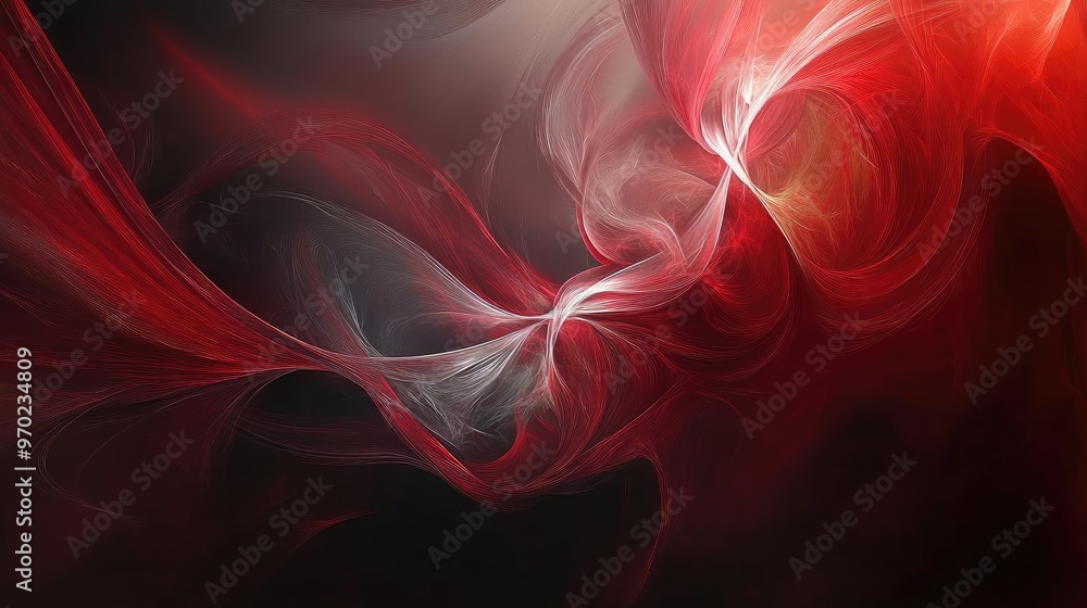 Aufkleber a mesmerizing abstract design featuring flowing red and gray swirls against a dark backdrop, evoking