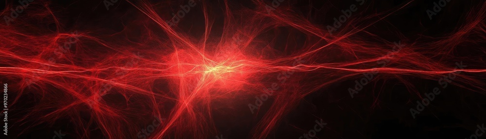 Poster a striking red light forms an abstract pattern, showcasing dynamic energy and vivid contrast against