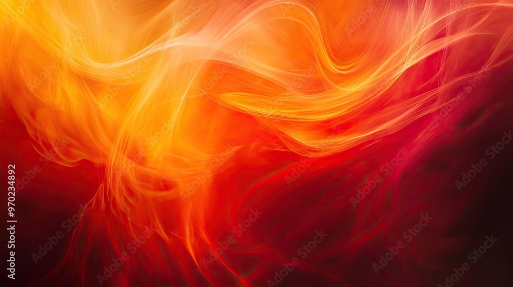 Poster vibrant abstract background featuring swirling strands of orange and red light, evoking warmth and e