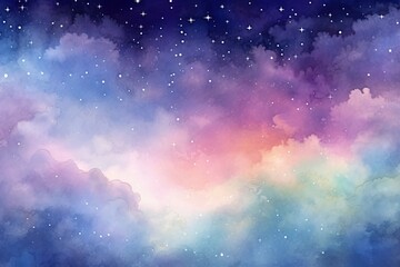 Fototapeta premium Watercolor night sky. Beautiful hand drawn background