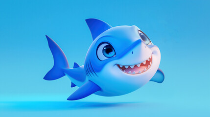 Cute shark cartoon character illustration