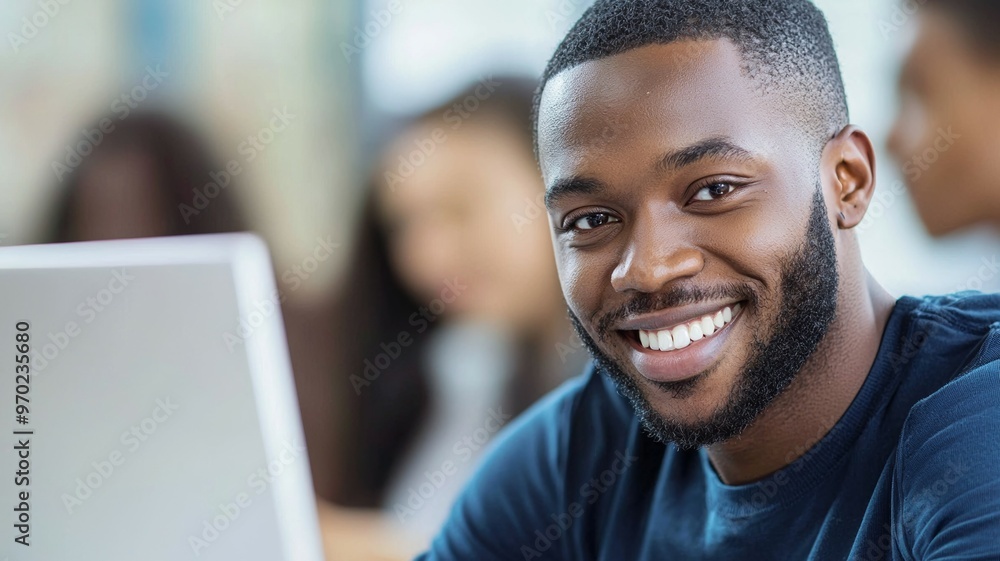 Canvas Prints A man with a beard is smiling and looking at the camera