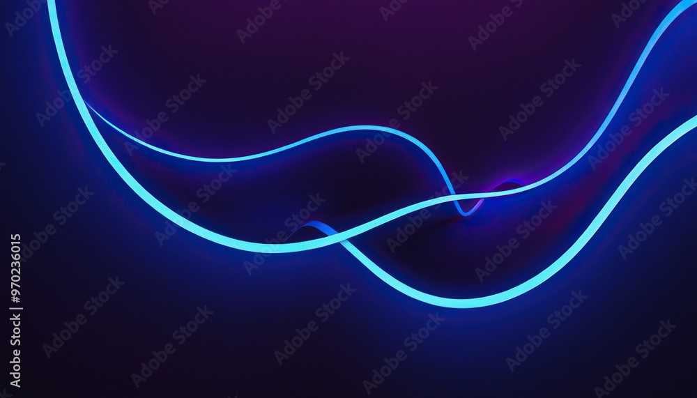 Aufkleber dark abstract background with glowing wave. blue purple wave line light gradient dark background. ab