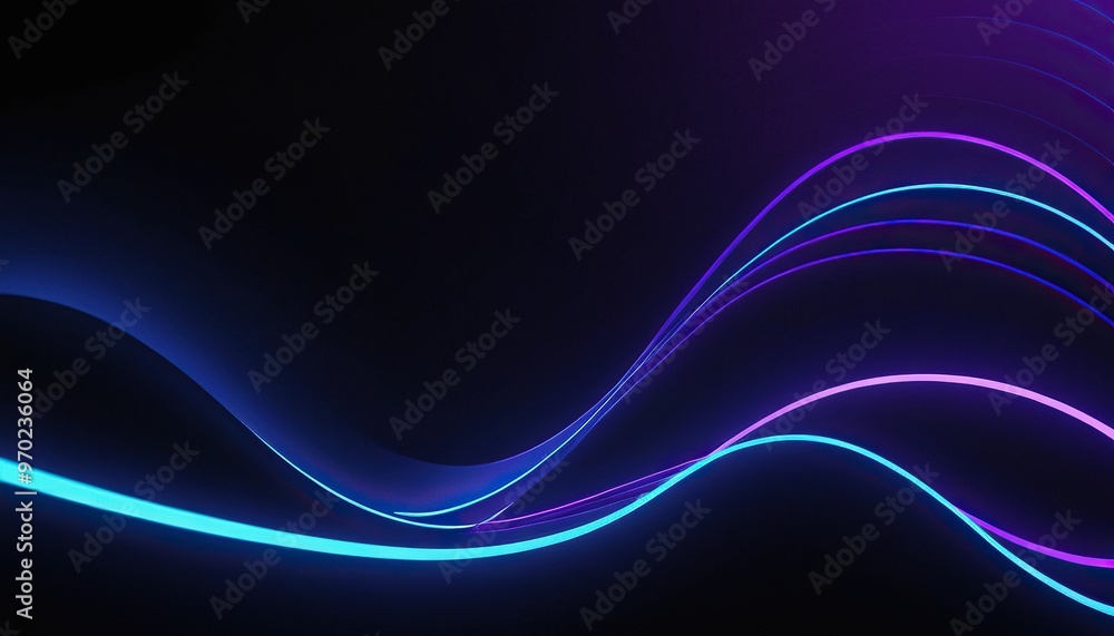 Aufkleber dark abstract background with glowing wave. blue purple wave line light gradient dark background. ab