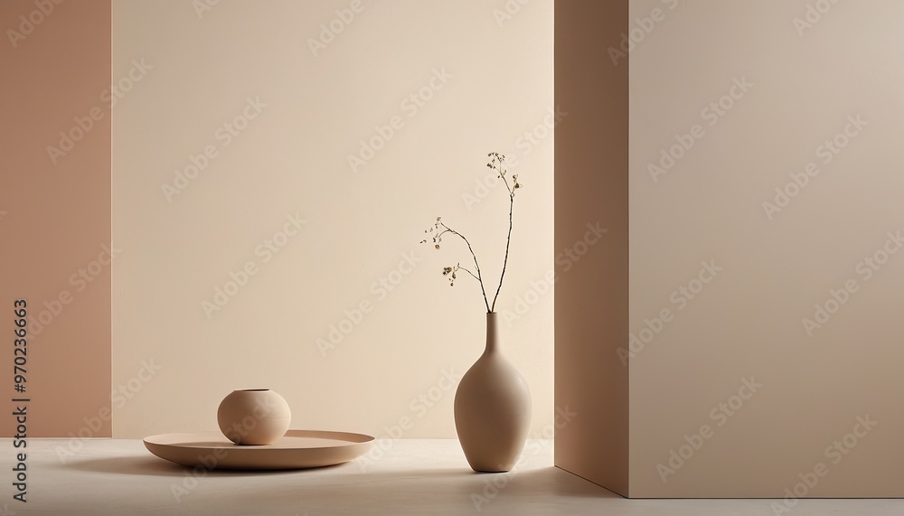 Poster empty brown wall background versatile for product display empty cream wall background product displa