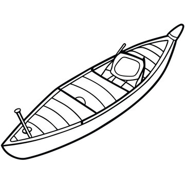 recommend clip art: Kayak with the paddle line art Vector illustration isolated on a white background