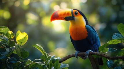 Fototapeta premium Vibrant Toucan in Tropical Rainforest