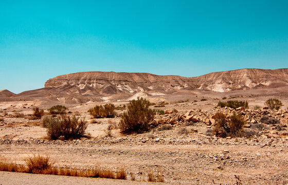 Panoramic view of the mountains in the Judean Desert in southern Israel. High quality photo