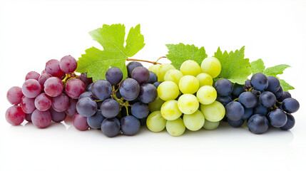Fototapeta premium bunch of yellow and red grapes isolated on white background