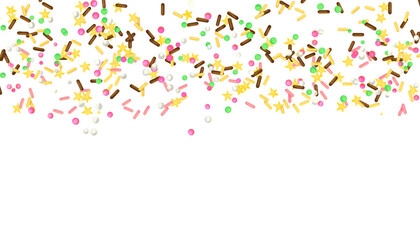 illustrations of ice cream topping on transparency background, PNG, sweets, confetti, decorations, frame, border, backgrounds,