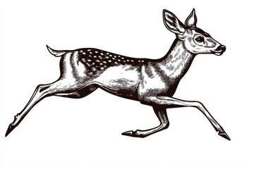 Obraz premium silhouette of a running deer on white