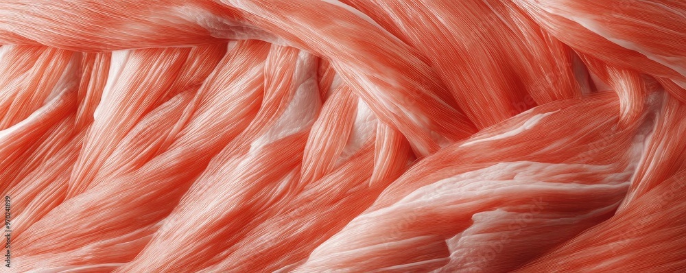 Poster close-up of soft coral fibers, showcasing intricate textures and delicate strands in a blend of colo