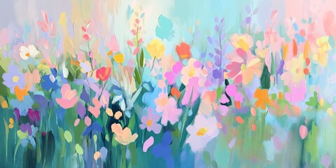 Fototapeta premium abstract vivid flowers meadow oilpaint background