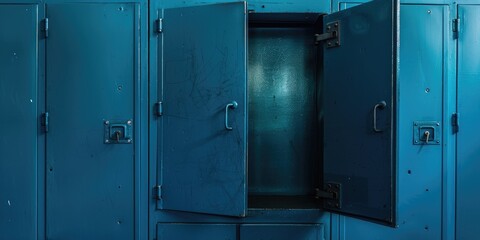 Blue locker with open door