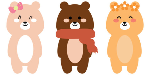 Cartoon bear card and pattern. cute cards and wallpaper for fabric prints, gift wrapping paper