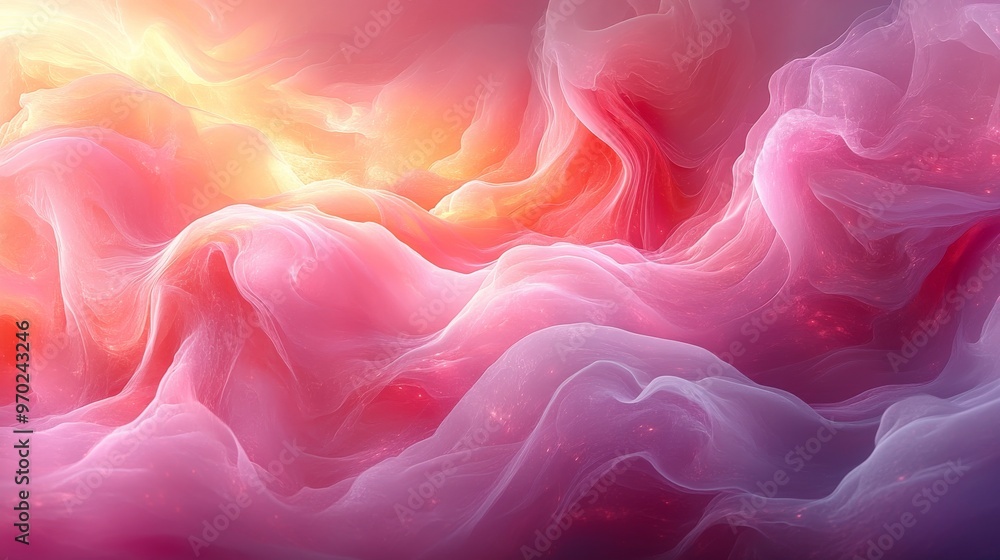 Poster Abstract fluid artwork with pink and yellow