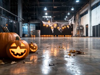 Eerie old factory transformed into a Halloween attraction spooky lighting