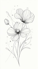 minimalistic line art flower on a white background