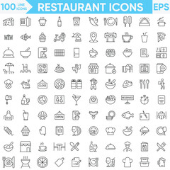 Restaurant line icons vector and illustrator set