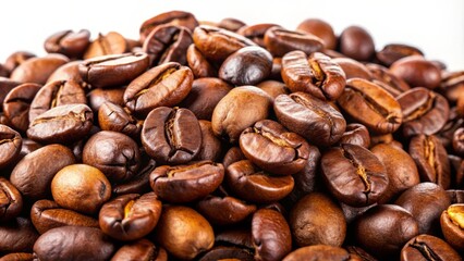 A single, carefully roasted coffee bean occupies a neutral white space, its rich, chestnut hue and subtle sheen