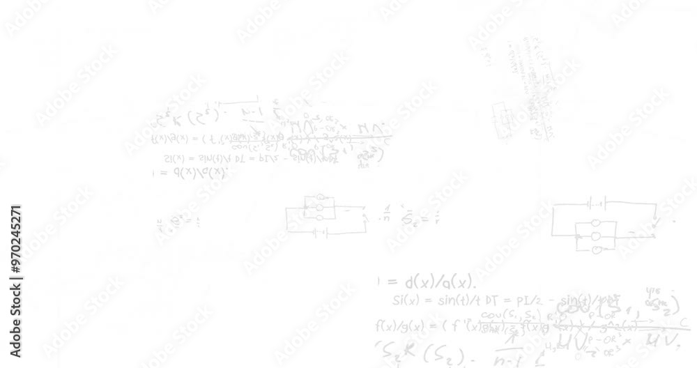 Poster animation of mathematical data processing over white background