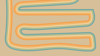 Abstract background of rainbow groovy Wavy Line design in 1970s Hippie Retro style Good vibes. Vector pattern use for cloth, textile, wrap, cover, poster. abstract stylish 70s era line frame illustrat