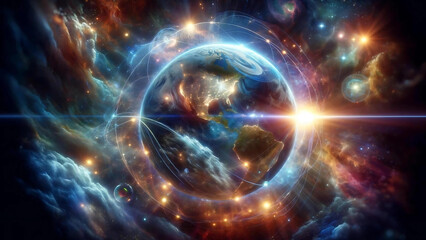 Fototapeta premium Old Earth in Space Multiverse 