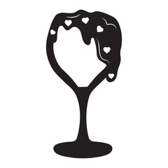 Valentine's Day Icon Silhouette. Isolated on White Background. Vector Illustration