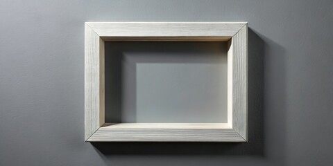 A stunning modern square frame made from pure white wood creates a striking contrast with subtle shadows against