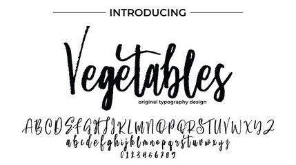 Vegetables Font Stylish brush painted an uppercase vector letters, alphabet, typeface